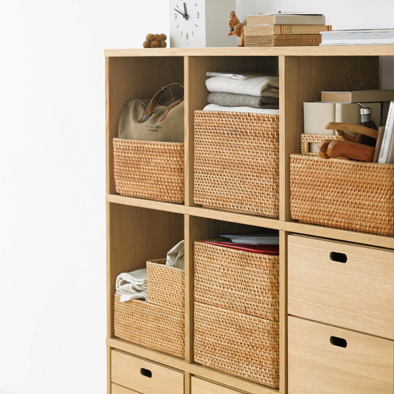 Stackable Rattan Rectangular Half Basket - Small - Image 2