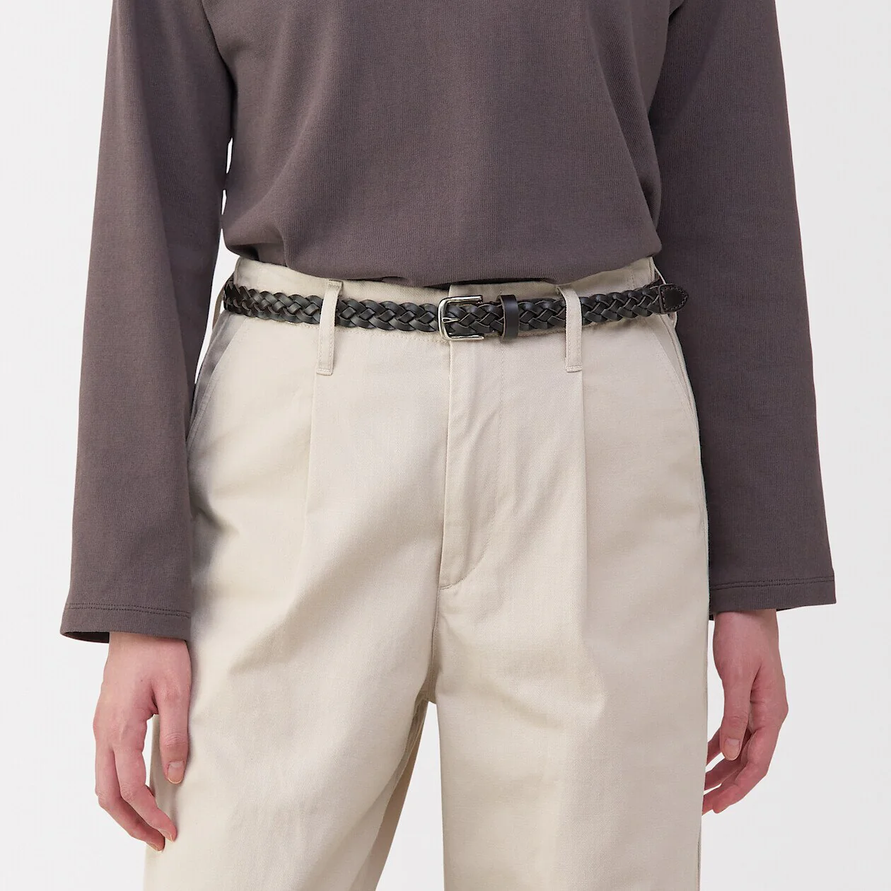 Vegetable Tanned Hand-Knitted Leather Belt - Narrow - Image 21