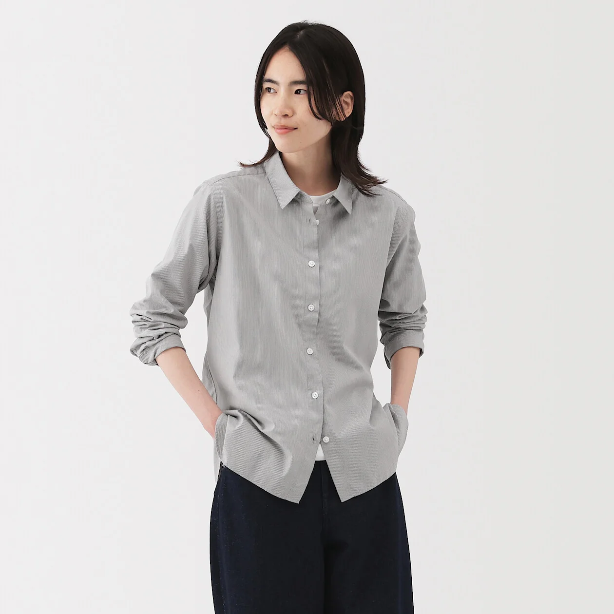 Washed Broadcloth 100% Cotton Long Sleeve Shirt - Image 9
