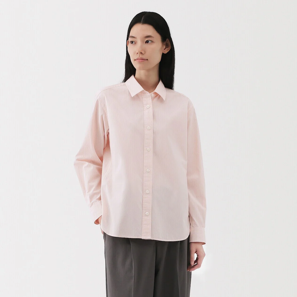 Washed Broadcloth 100% Cotton Long Sleeve Shirt - Image 46