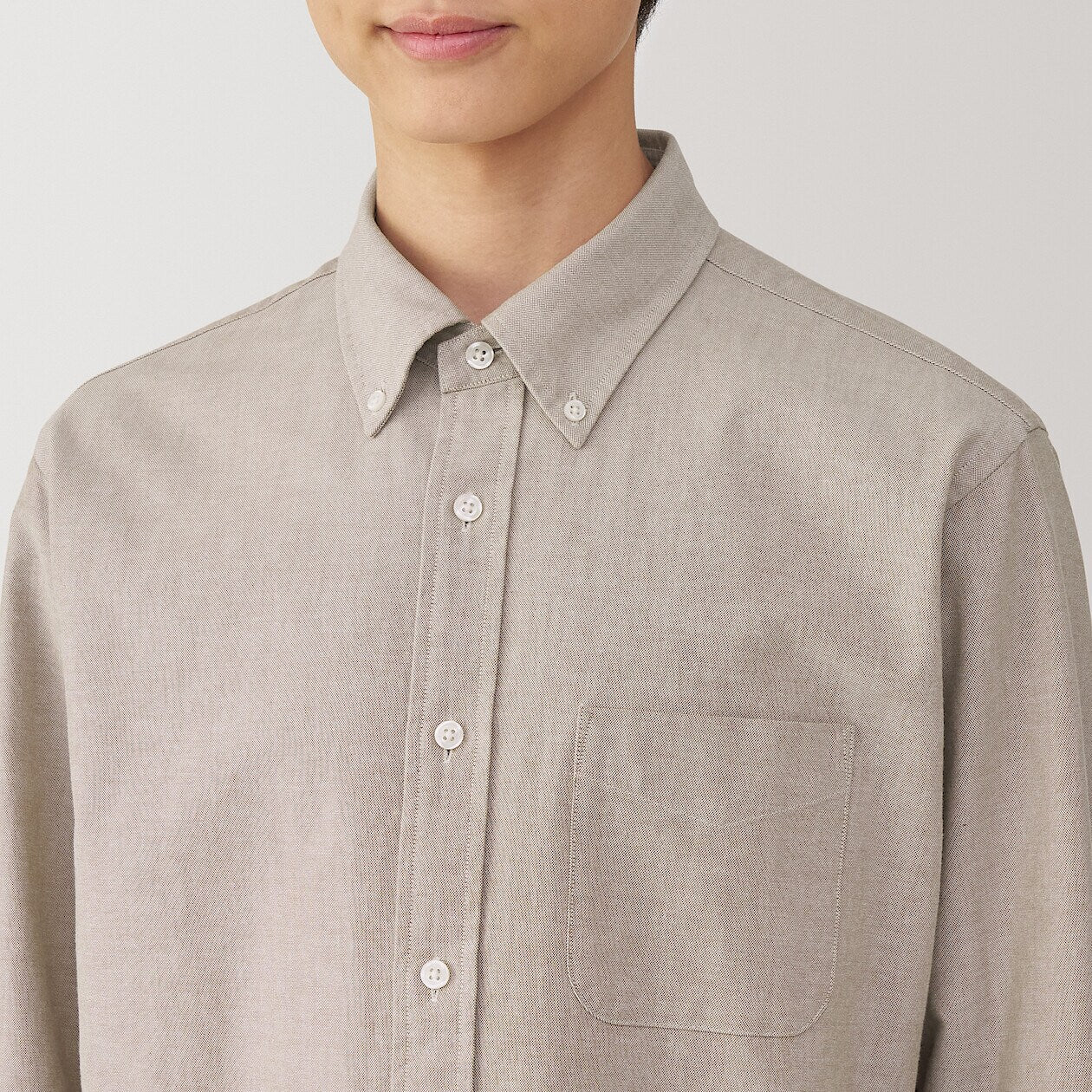 Washed Oxford 100% Cotton Long Sleeve Shirt - Image 14