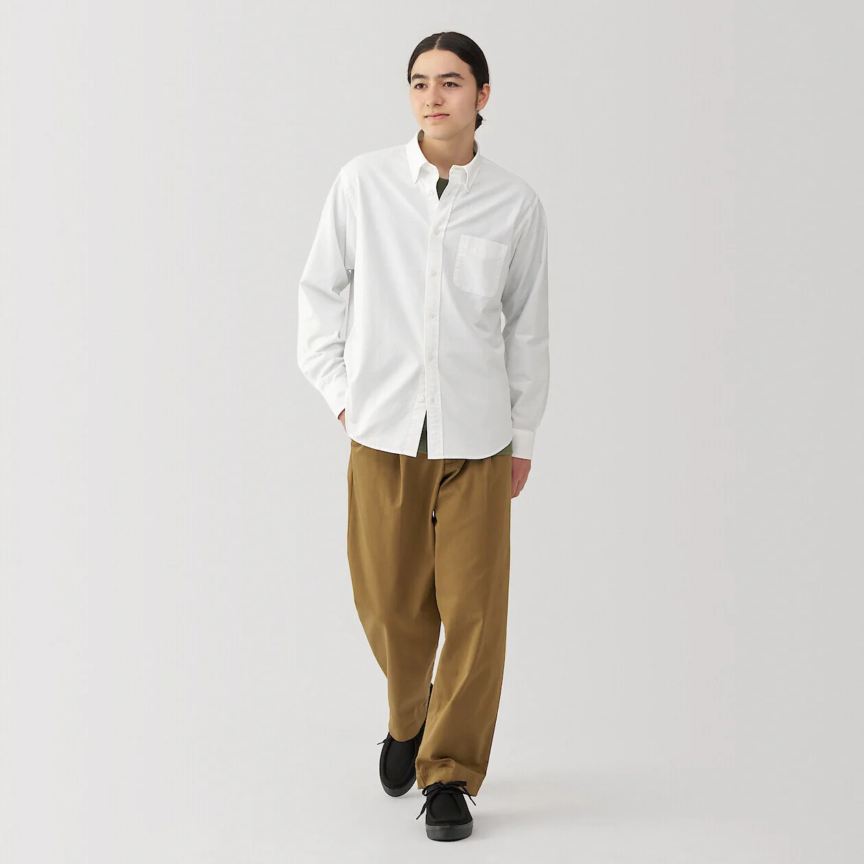 Washed Oxford 100% Cotton Long Sleeve Shirt - Image 42