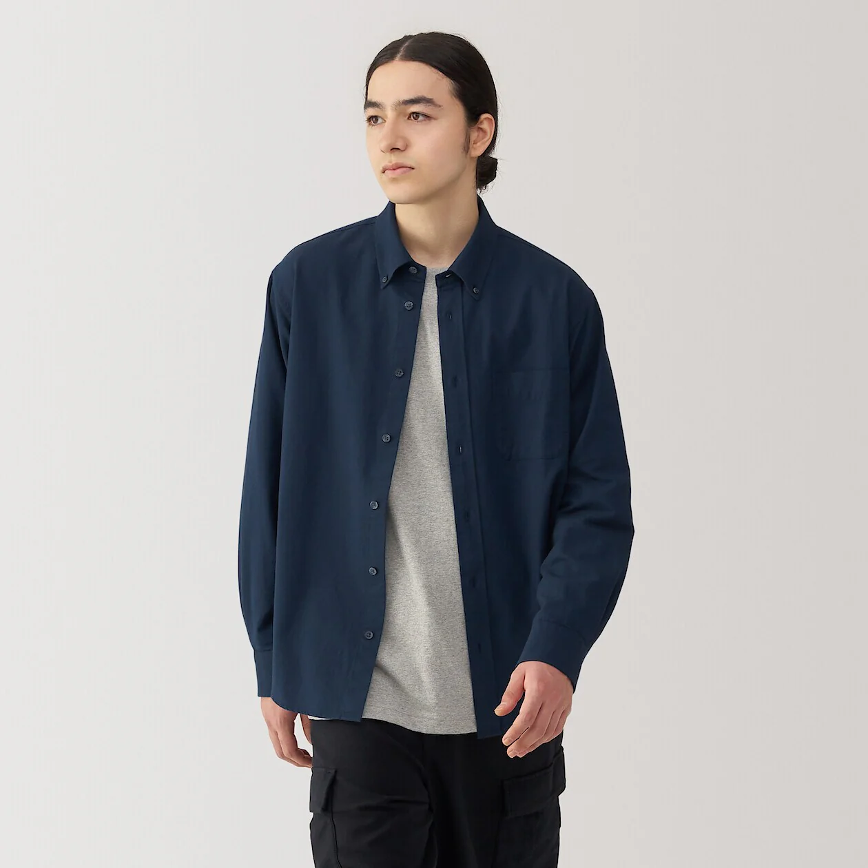 Washed Oxford 100% Cotton Long Sleeve Shirt - Image 49