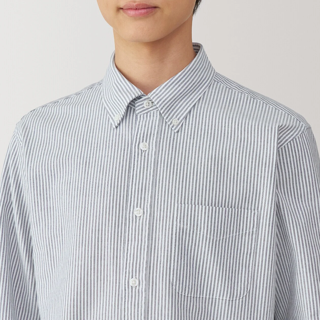 Washed Oxford 100% Cotton Long Sleeve Shirt - Image 5