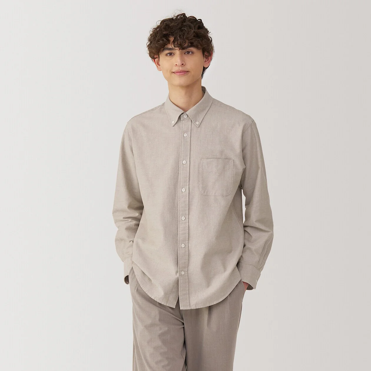 Washed Oxford 100% Cotton Long Sleeve Shirt - Image 9