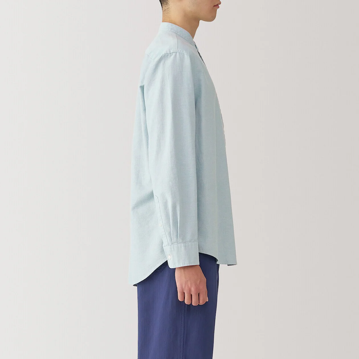 Washed Oxford 100% Cotton Stand Collar Shirt - Image 11