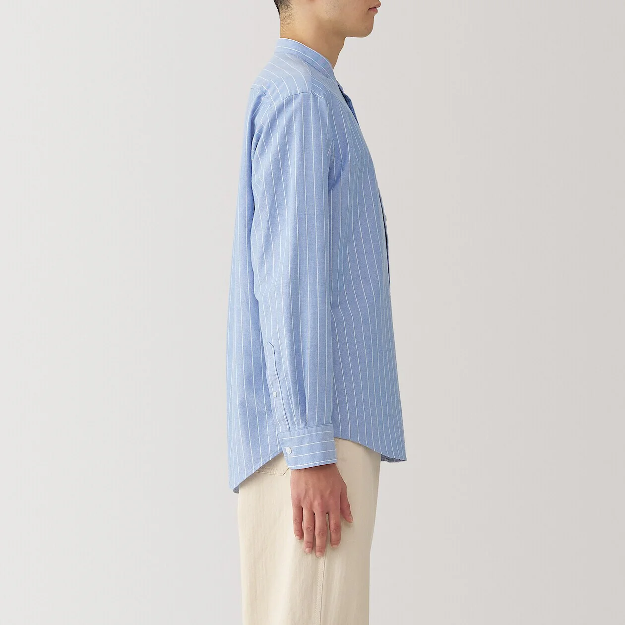 Washed Oxford 100% Cotton Stand Collar Shirt - Image 3
