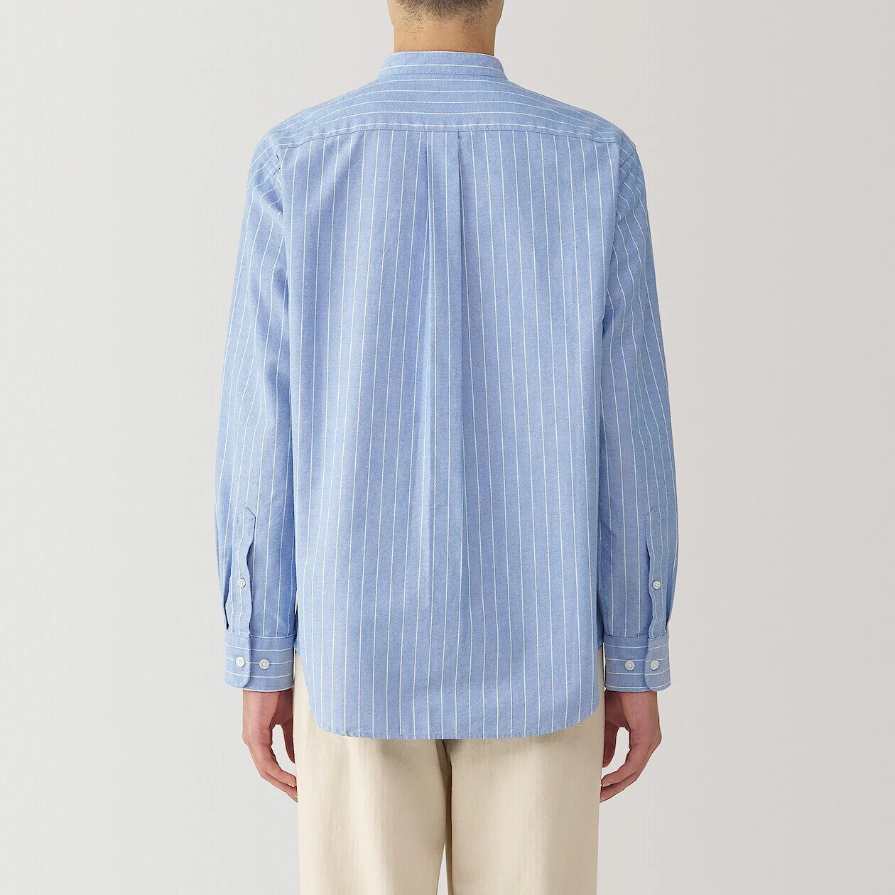 Washed Oxford 100% Cotton Stand Collar Shirt - Image 4