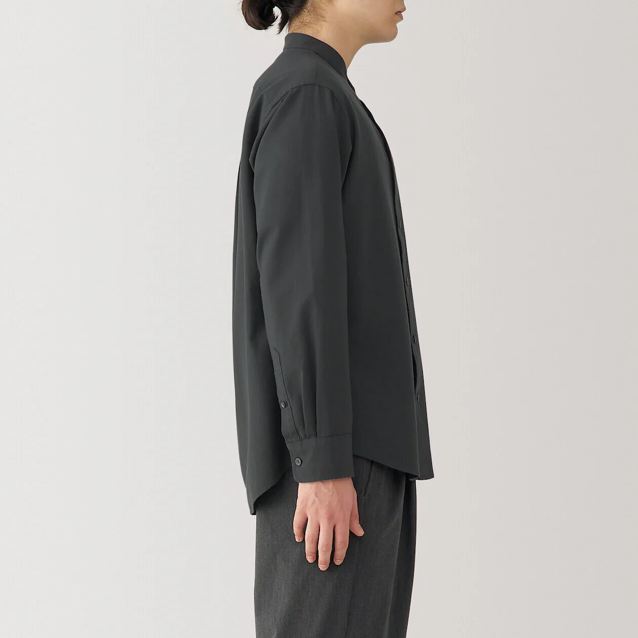 Washed Oxford 100% Cotton Stand Collar Shirt - Image 42
