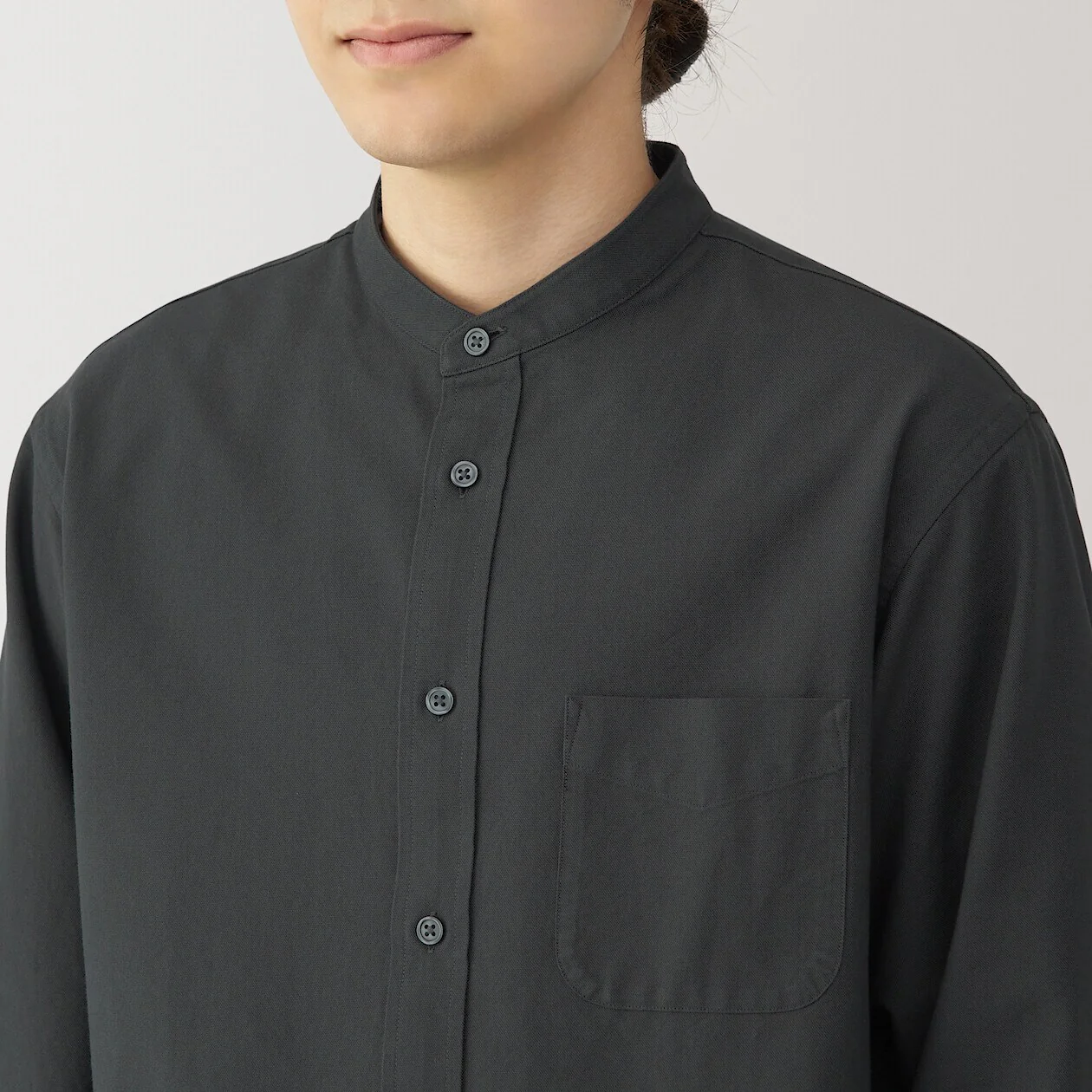 Washed Oxford 100% Cotton Stand Collar Shirt - Image 44