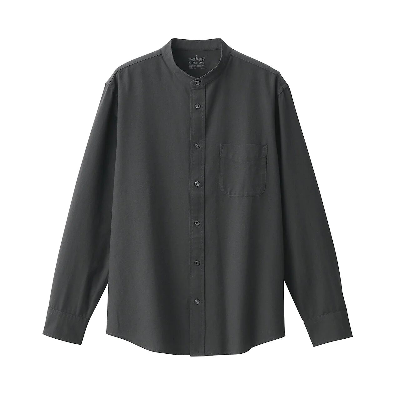 Washed Oxford 100% Cotton Stand Collar Shirt - Image 46