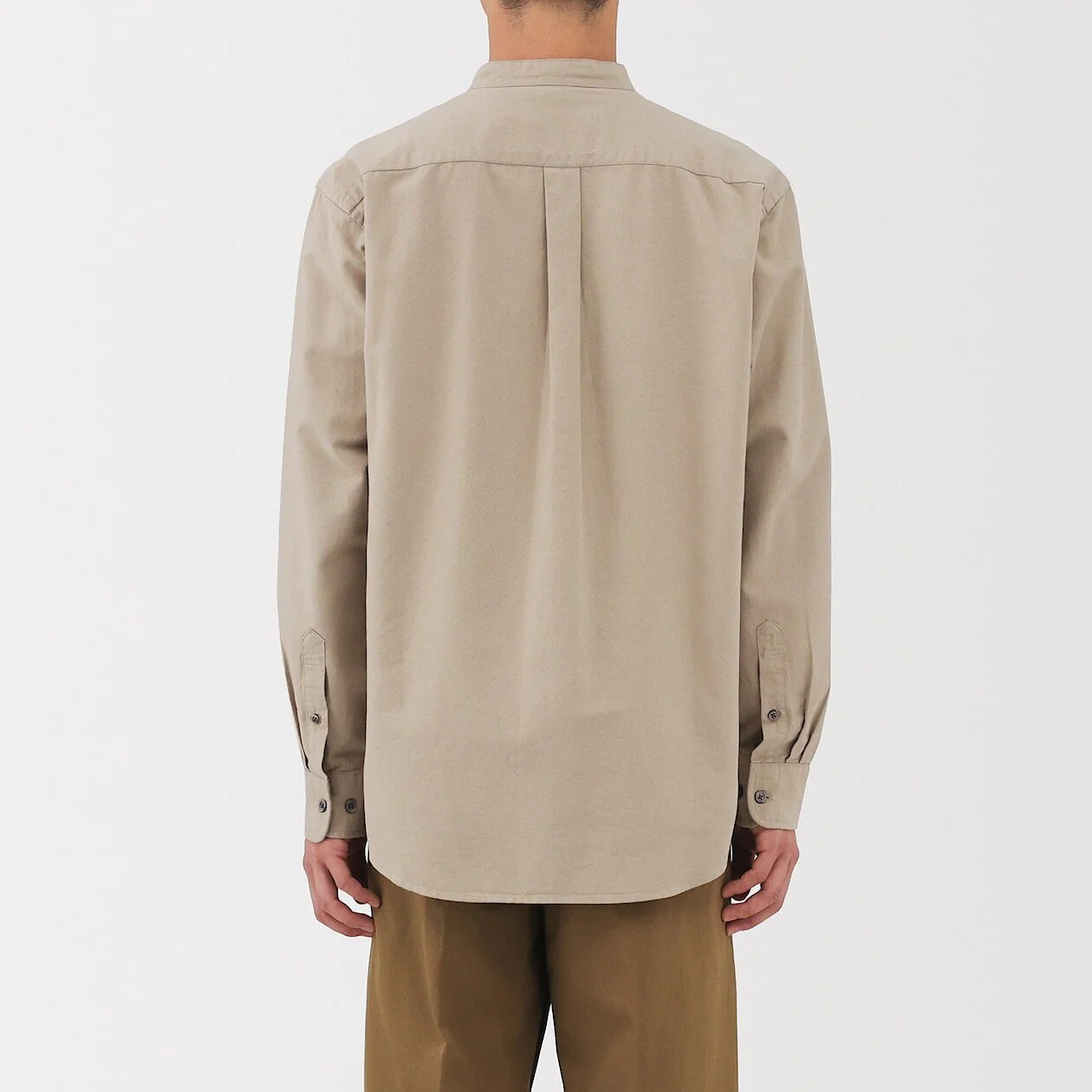 Washed Oxford 100% Cotton Stand Collar Shirt - Image 51
