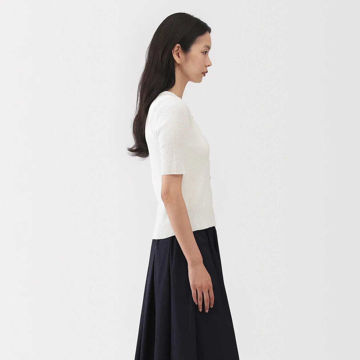 Cotton Knit Short Sleeve Cardigan - Image 3