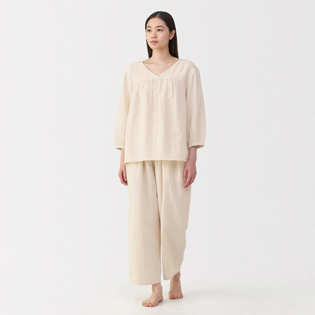 Crepe Gauze 3/4 Sleeve Loungewear Set