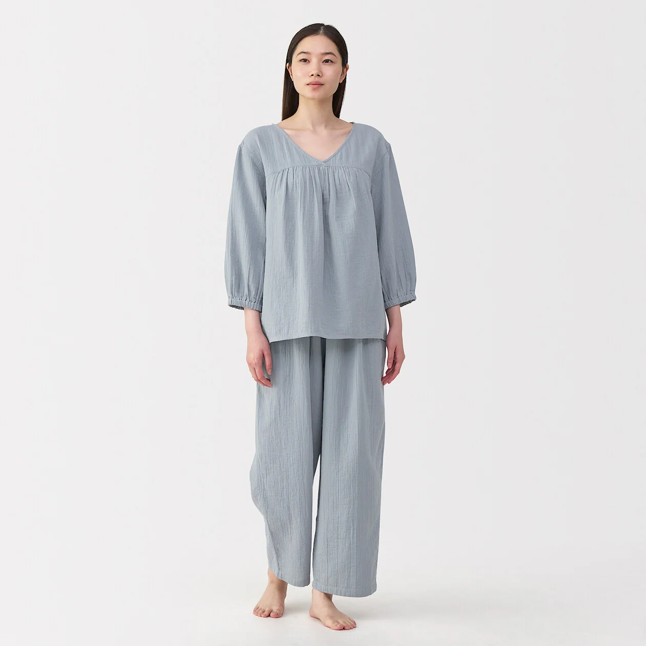 Crepe Gauze 3/4 Sleeve Loungewear Set - Image 10