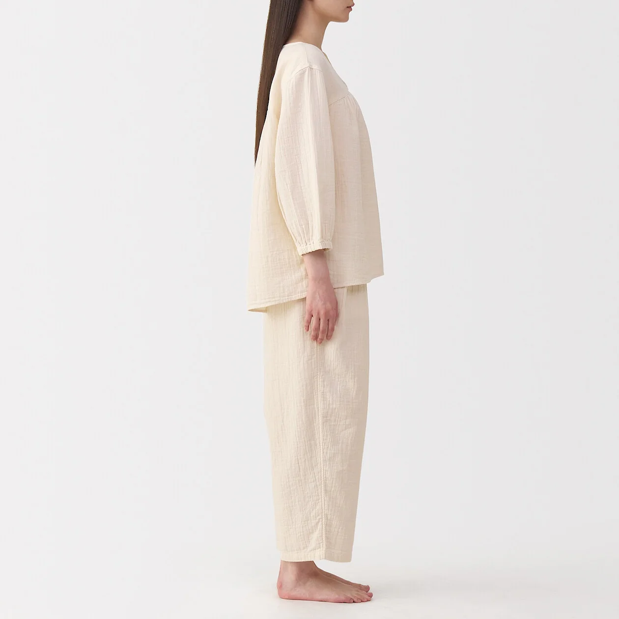 Crepe Gauze 3/4 Sleeve Loungewear Set - Image 3