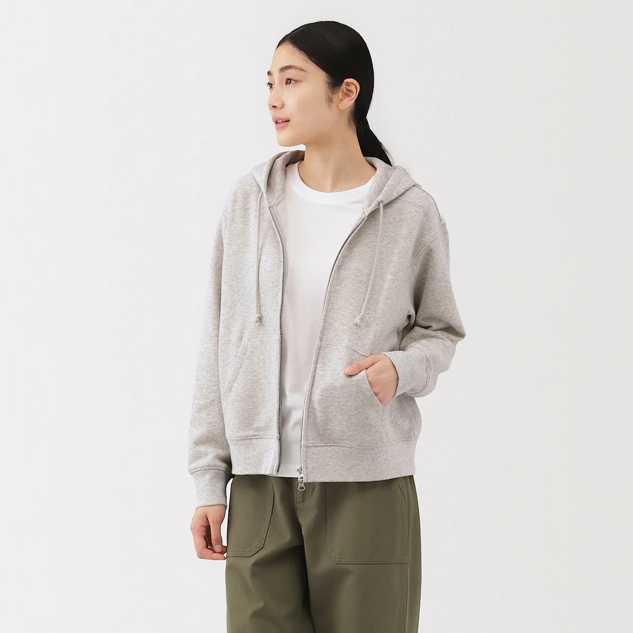 French Terry Double Zip-Up Hoodie