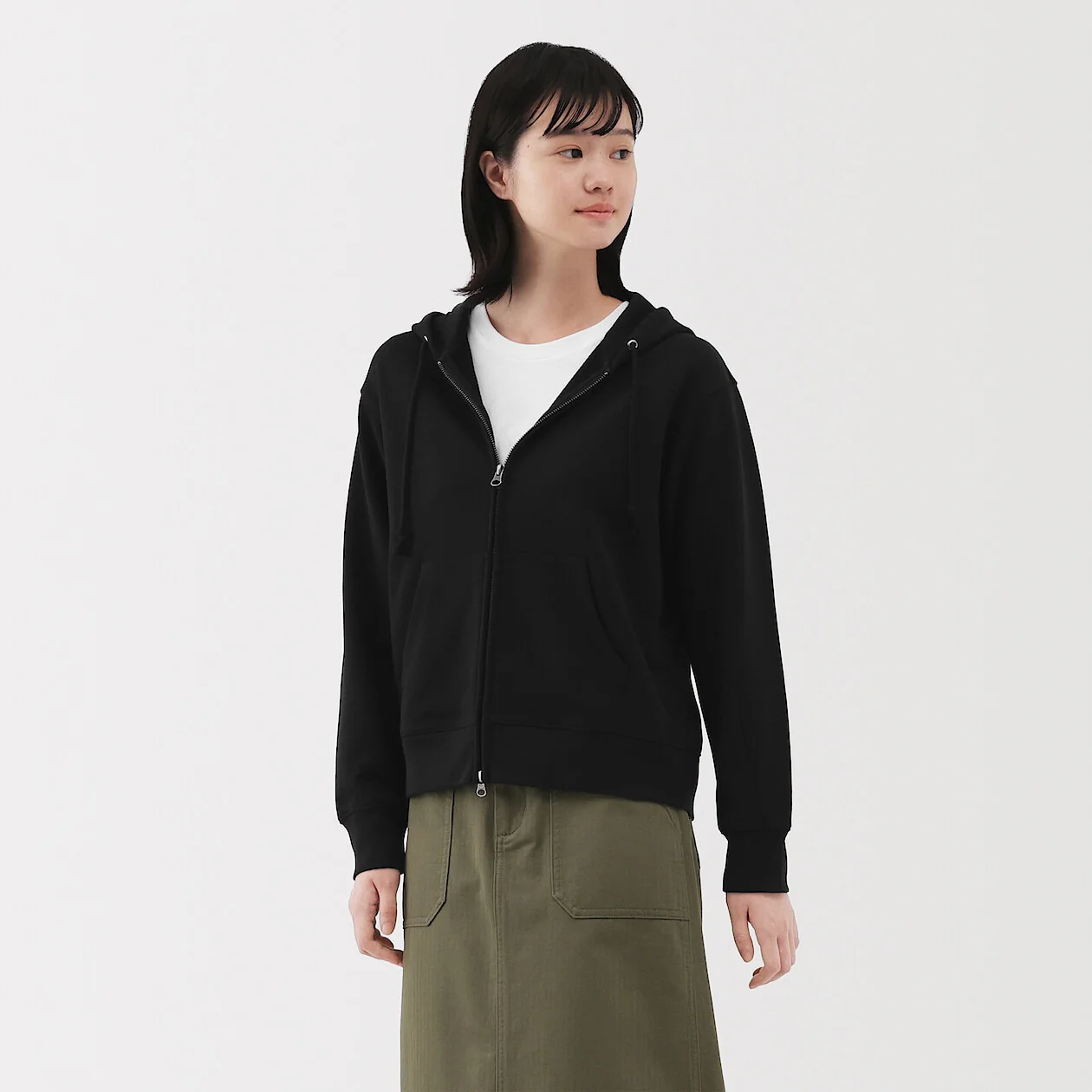 French Terry Double Zip-Up Hoodie - Image 10