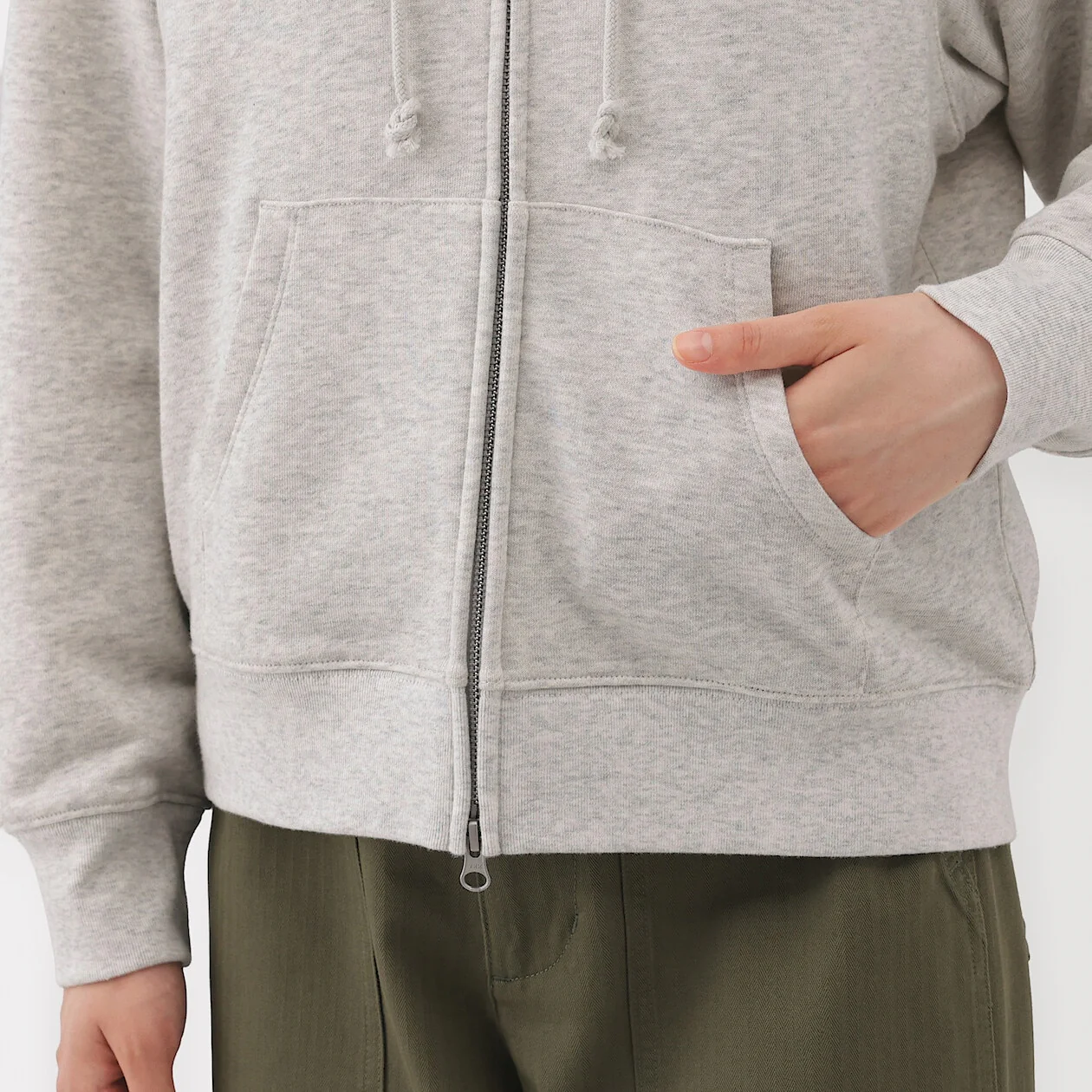 French Terry Double Zip-Up Hoodie - Image 6