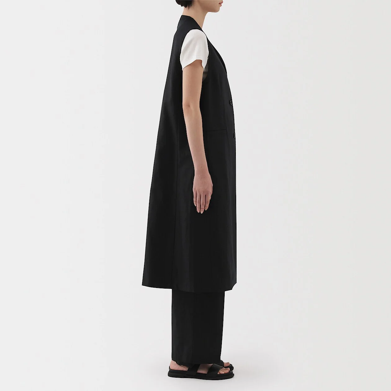 Hemp Blend Twill Long Vest - Image 3