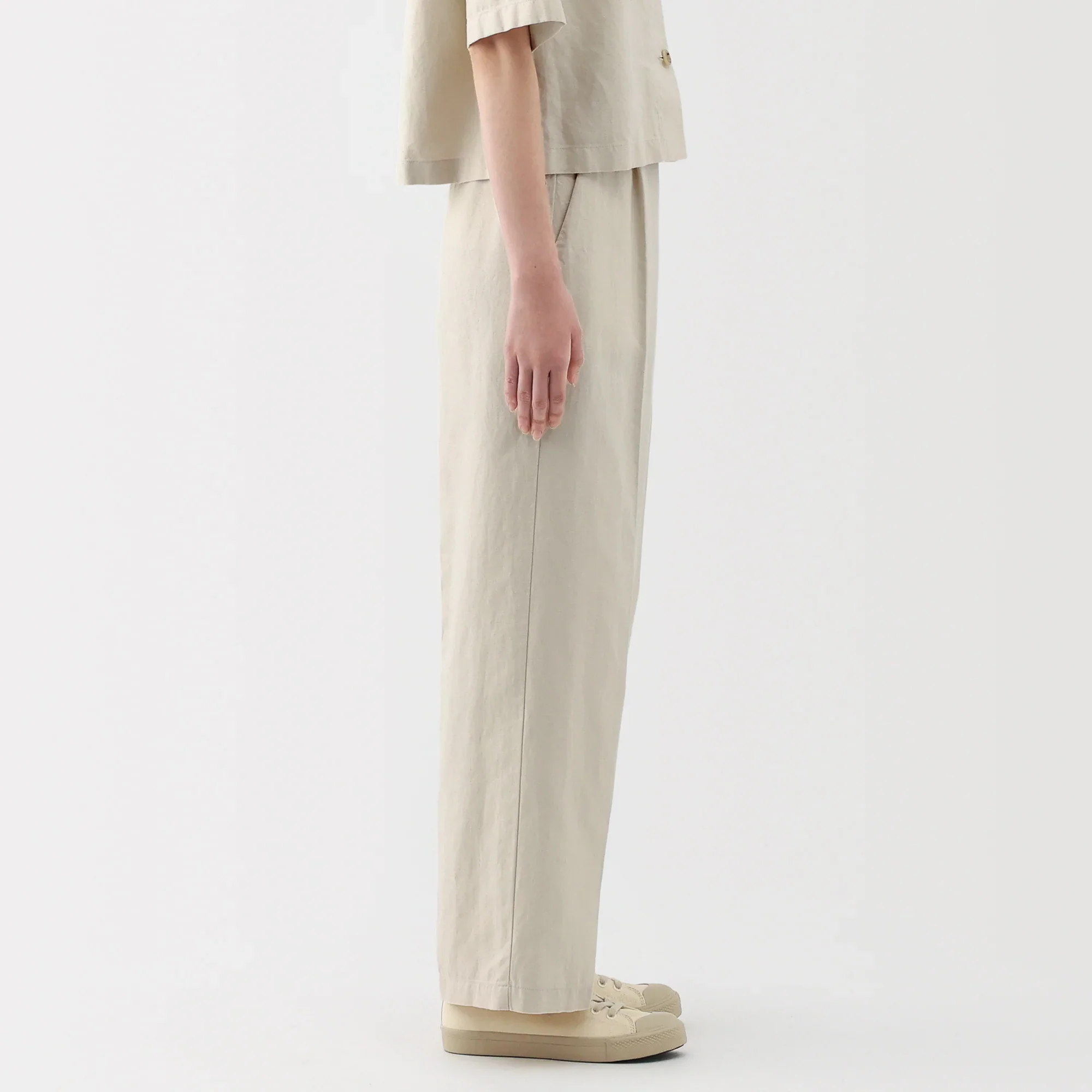 Hemp Blend Twill Darted Wide Pants - Image 12