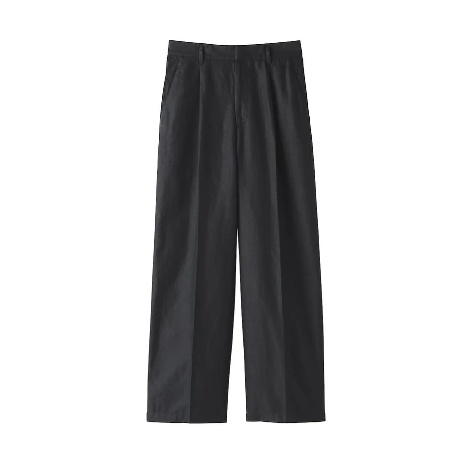 Hemp Blend Twill Darted Wide Pants - Image 8