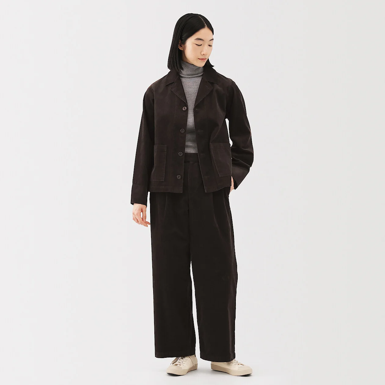 Kapok Blend Corduroy Pleated Wide Pants - Image 12