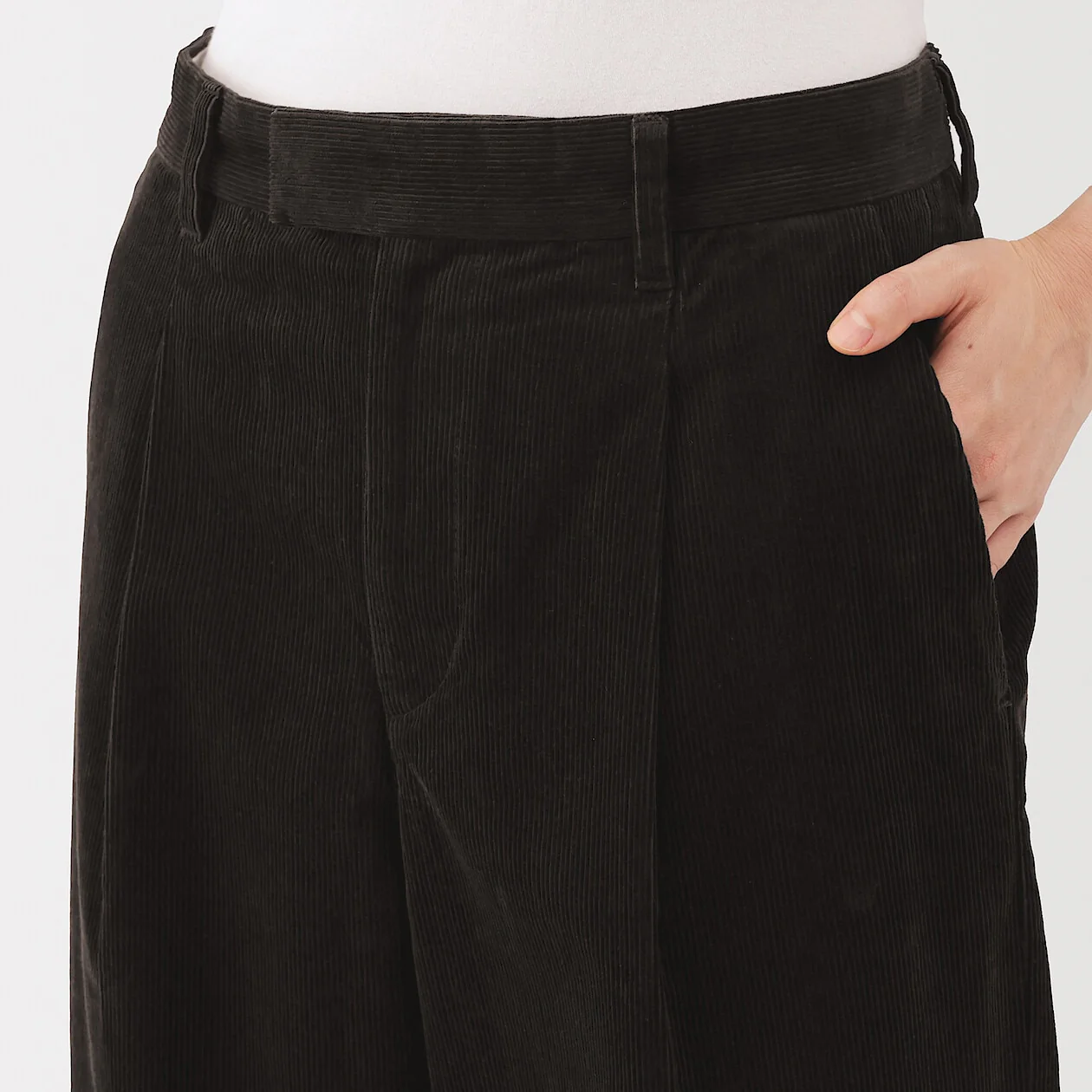 Kapok Blend Corduroy Pleated Wide Pants - Image 15