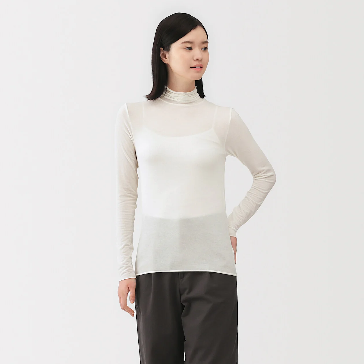 Sheer Turtleneck Long Sleeve T-Shirt - Image 10