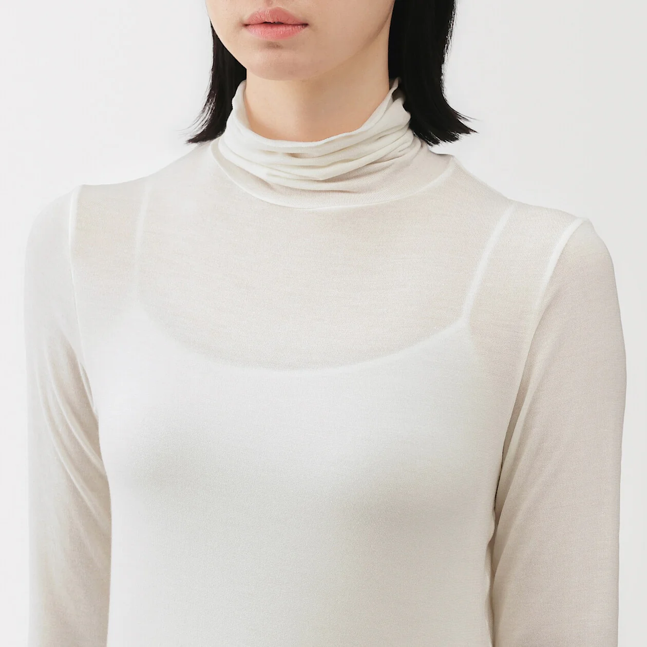 Sheer Turtleneck Long Sleeve T-Shirt - Image 14