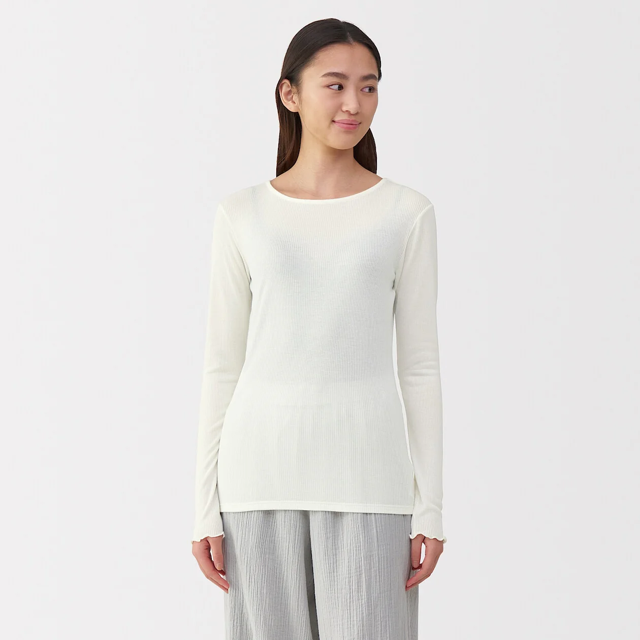 Silk Blend Sheer Long Sleeve T-Shirt