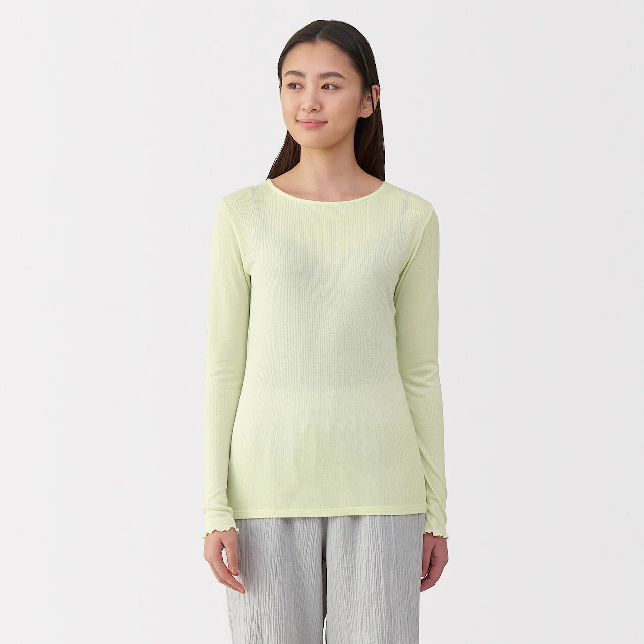 Silk Blend Sheer Long Sleeve T-Shirt - Image 17