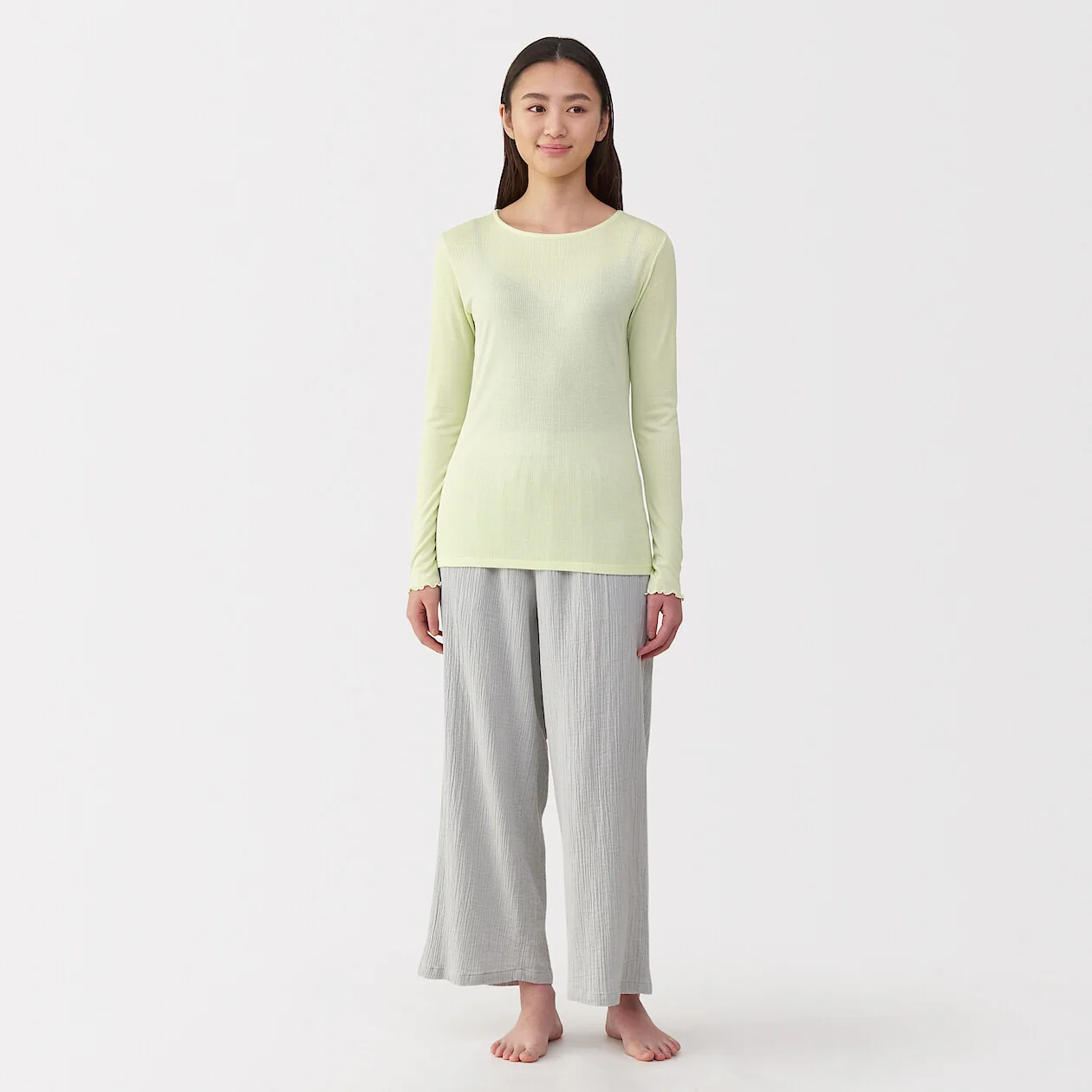 Silk Blend Sheer Long Sleeve T-Shirt - Image 18