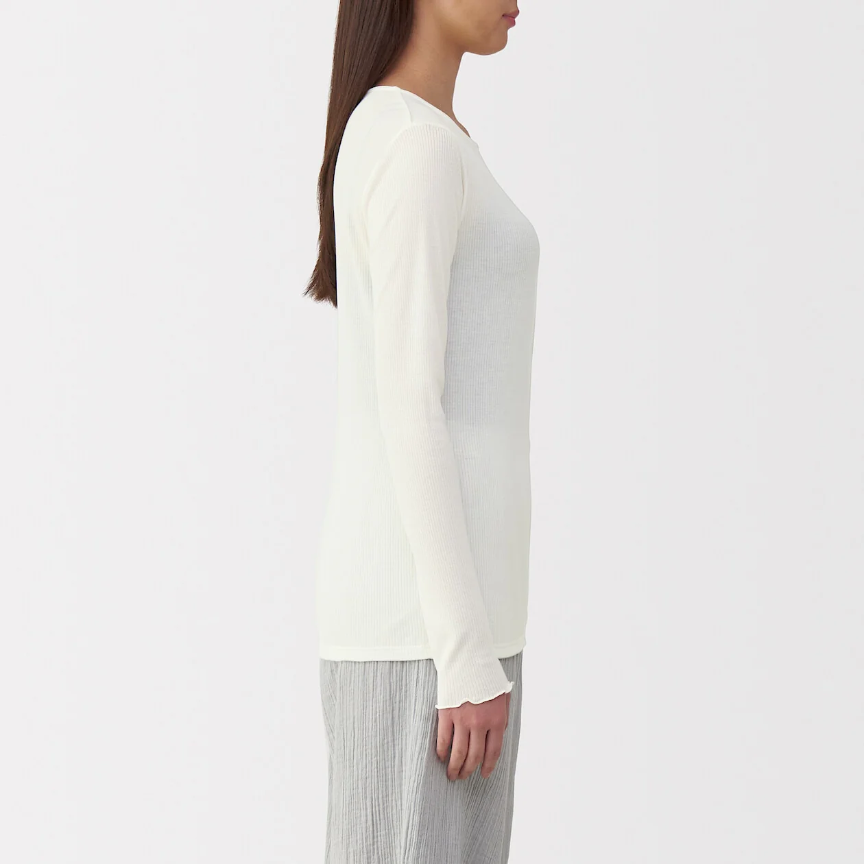Silk Blend Sheer Long Sleeve T-Shirt - Image 3