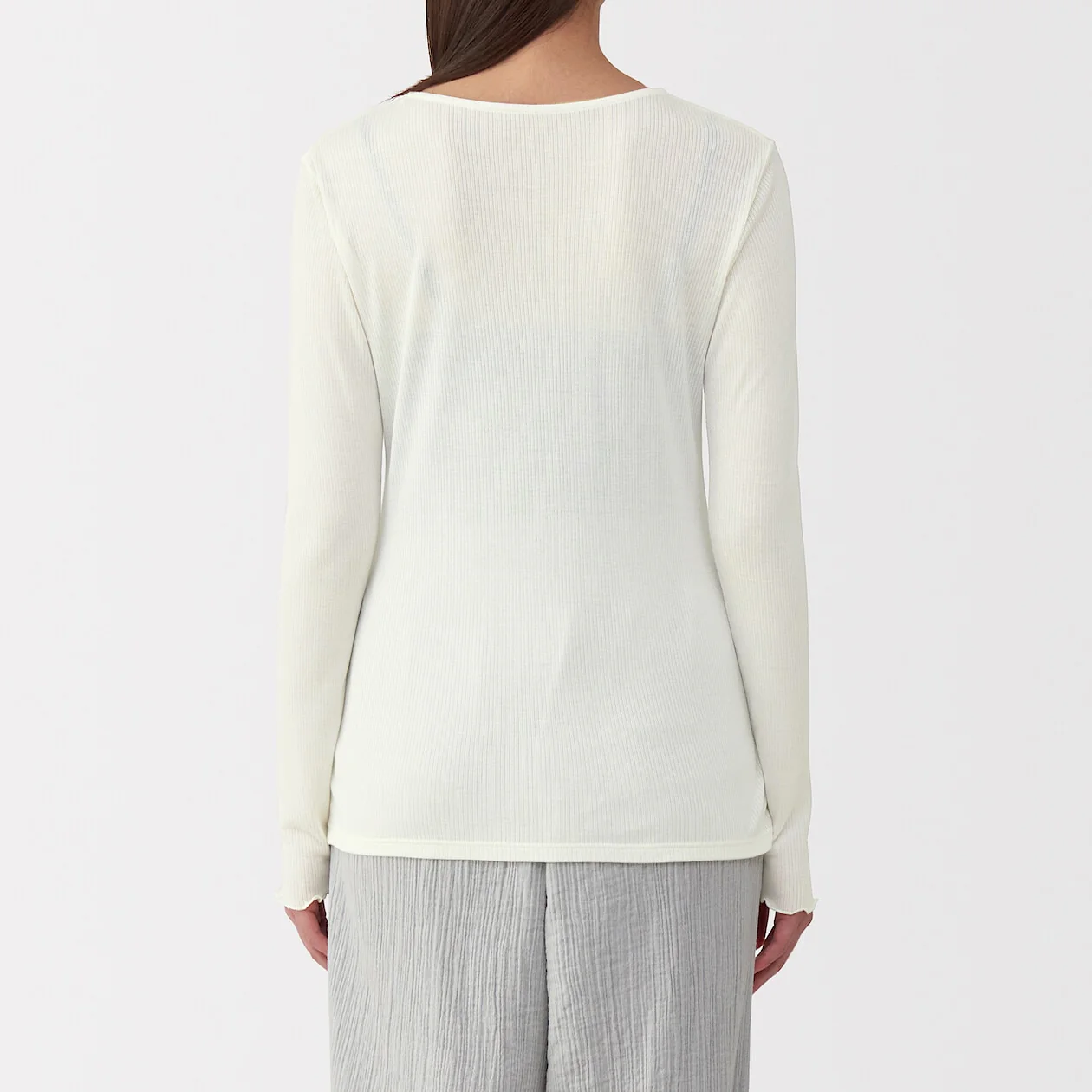 Silk Blend Sheer Long Sleeve T-Shirt - Image 4