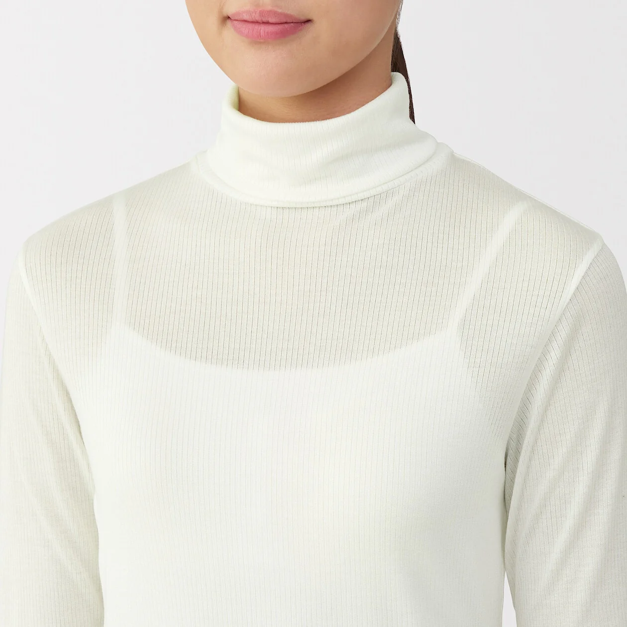 Silk Blend Sheer Turtleneck Long Sleeve T-Shirt - Image 15