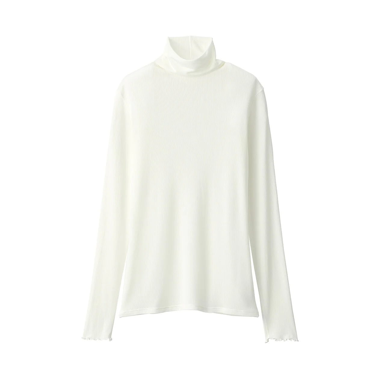 Silk Blend Sheer Turtleneck Long Sleeve T-Shirt - Image 16