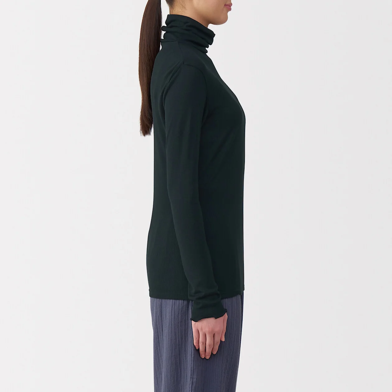 Silk Blend Sheer Turtleneck Long Sleeve T-Shirt - Image 21
