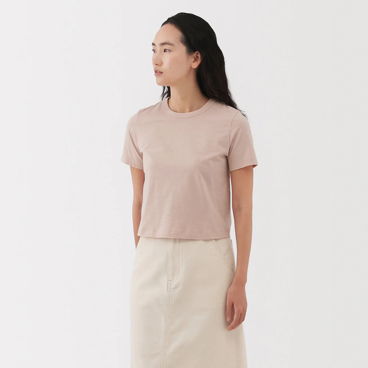 Slub Jersey Crewneck Short Sleeve Cropped T-Shirt