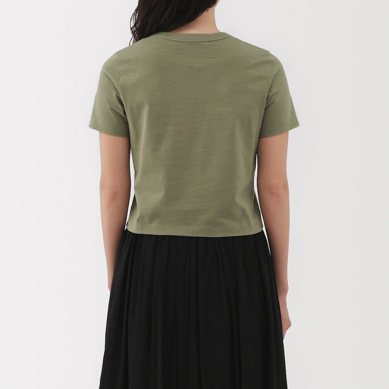 Slub Jersey Crewneck Short Sleeve Cropped T-Shirt - Image 11