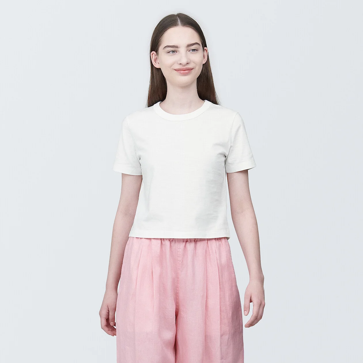 Slub Jersey Crewneck Short Sleeve Cropped T-Shirt - Image 15
