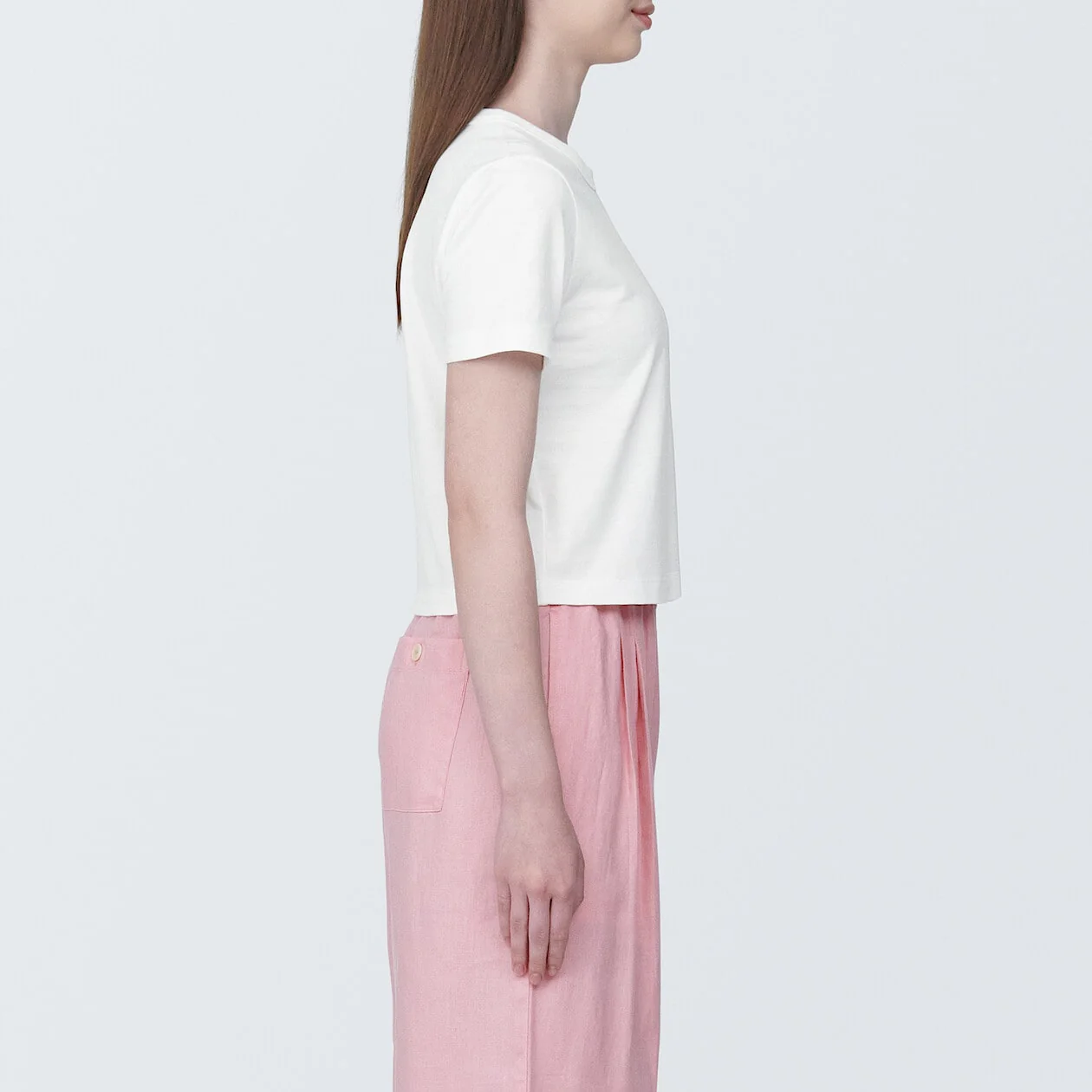 Slub Jersey Crewneck Short Sleeve Cropped T-Shirt - Image 17
