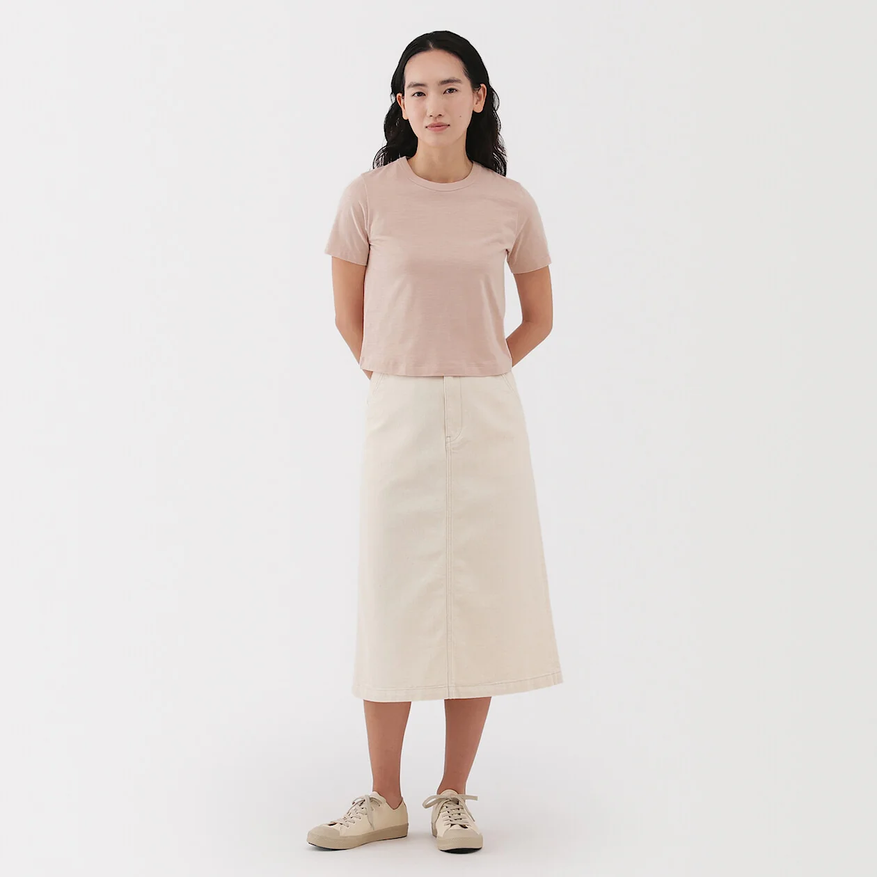 Slub Jersey Crewneck Short Sleeve Cropped T-Shirt - Image 2