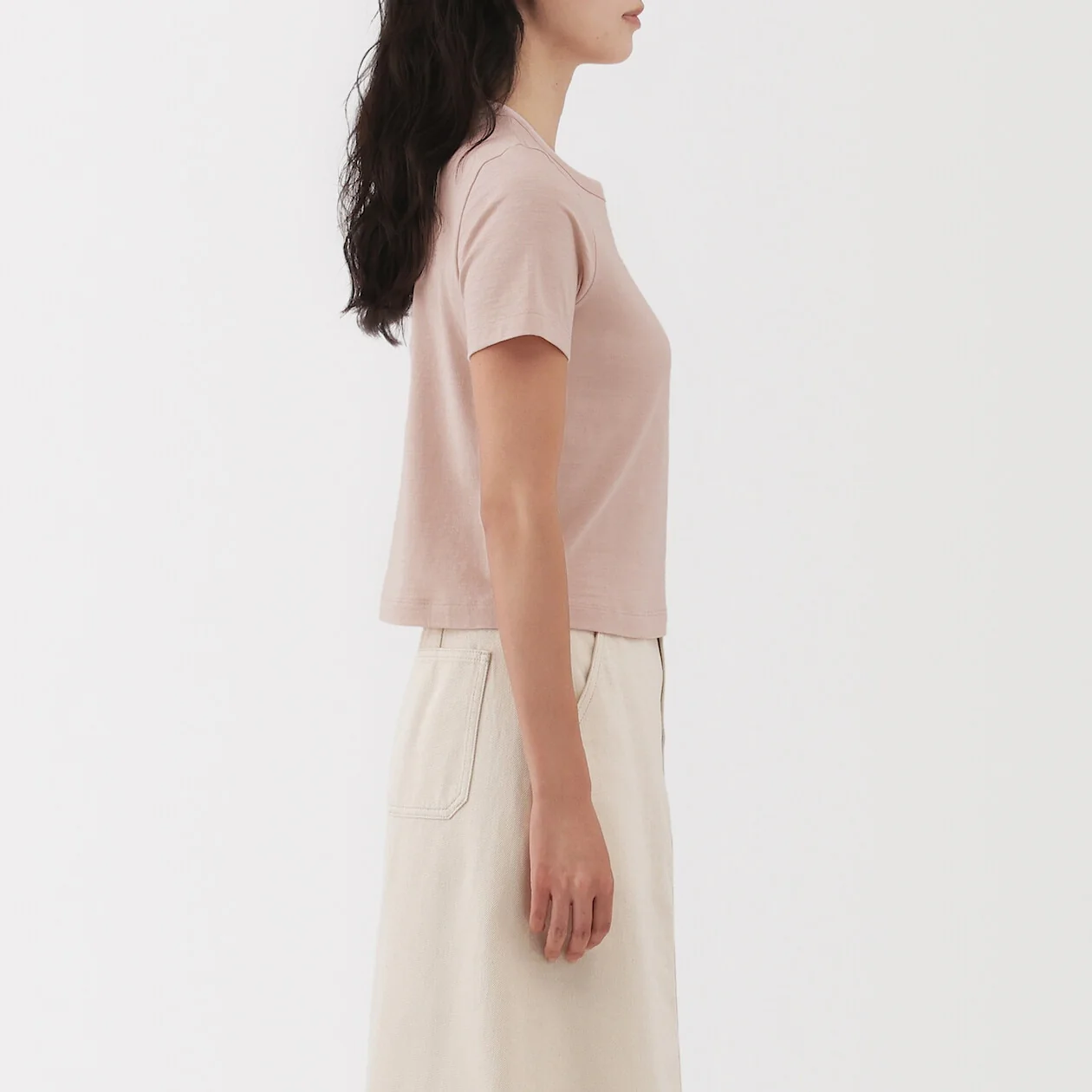 Slub Jersey Crewneck Short Sleeve Cropped T-Shirt - Image 3