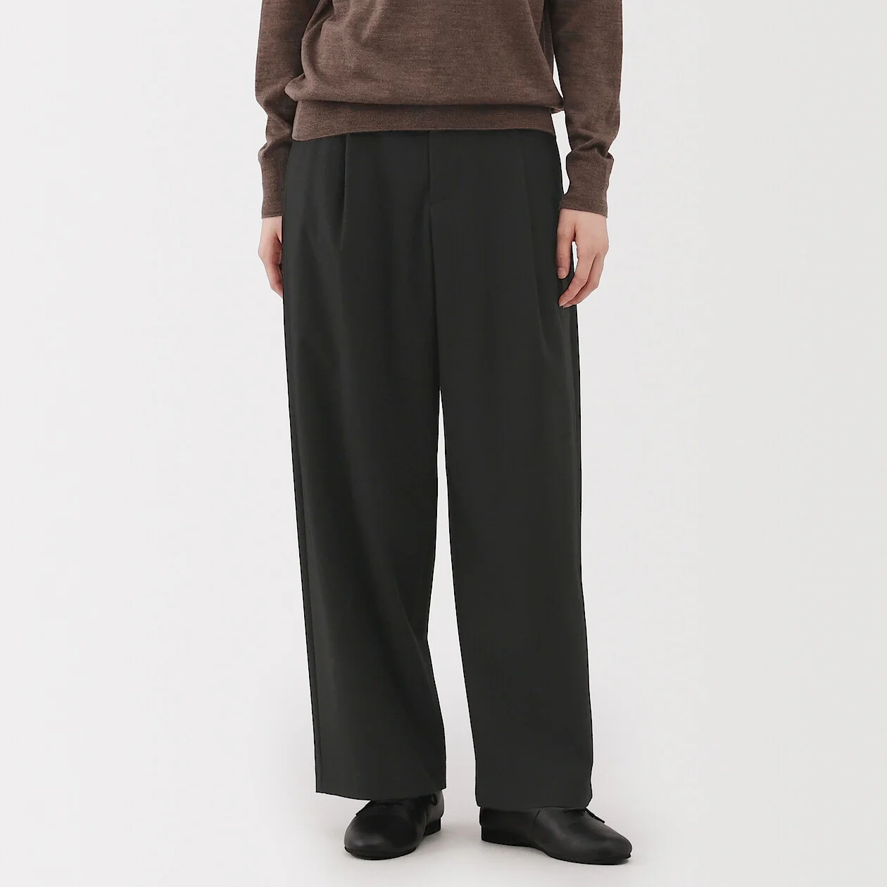 Stretch Brushed Pleated Wide Pants - Image 11