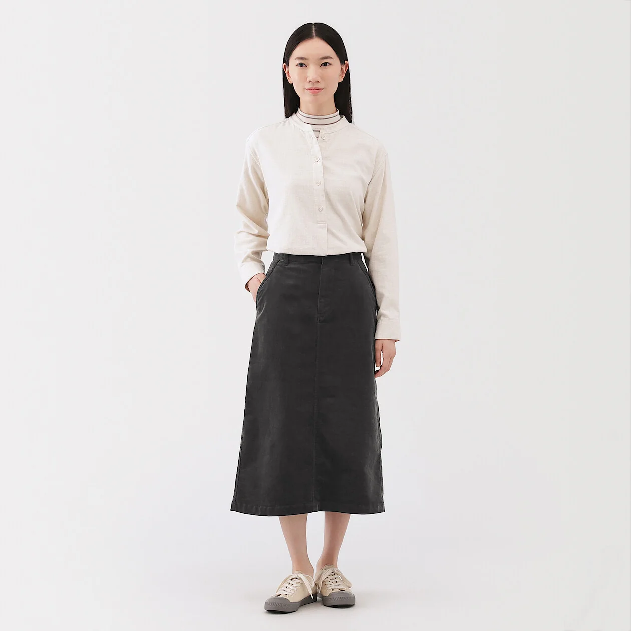 Stretch Corduroy Midi Skirt - Image 13