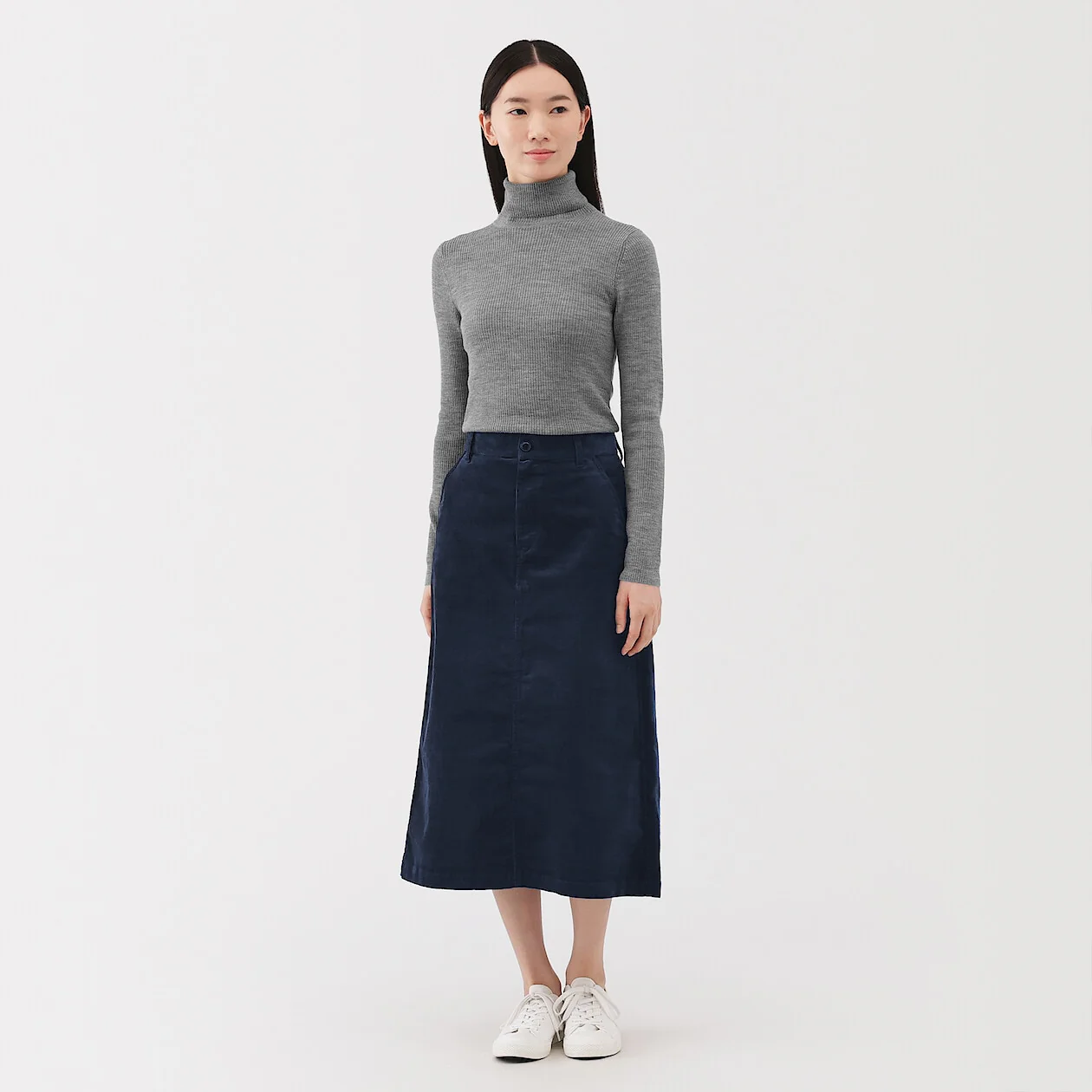 Stretch Corduroy Midi Skirt - Image 2
