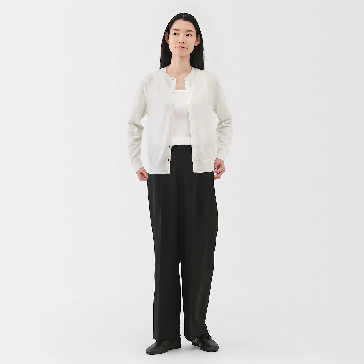 Lightweight Cotton Knit Crewneck Cardigan - Image 10