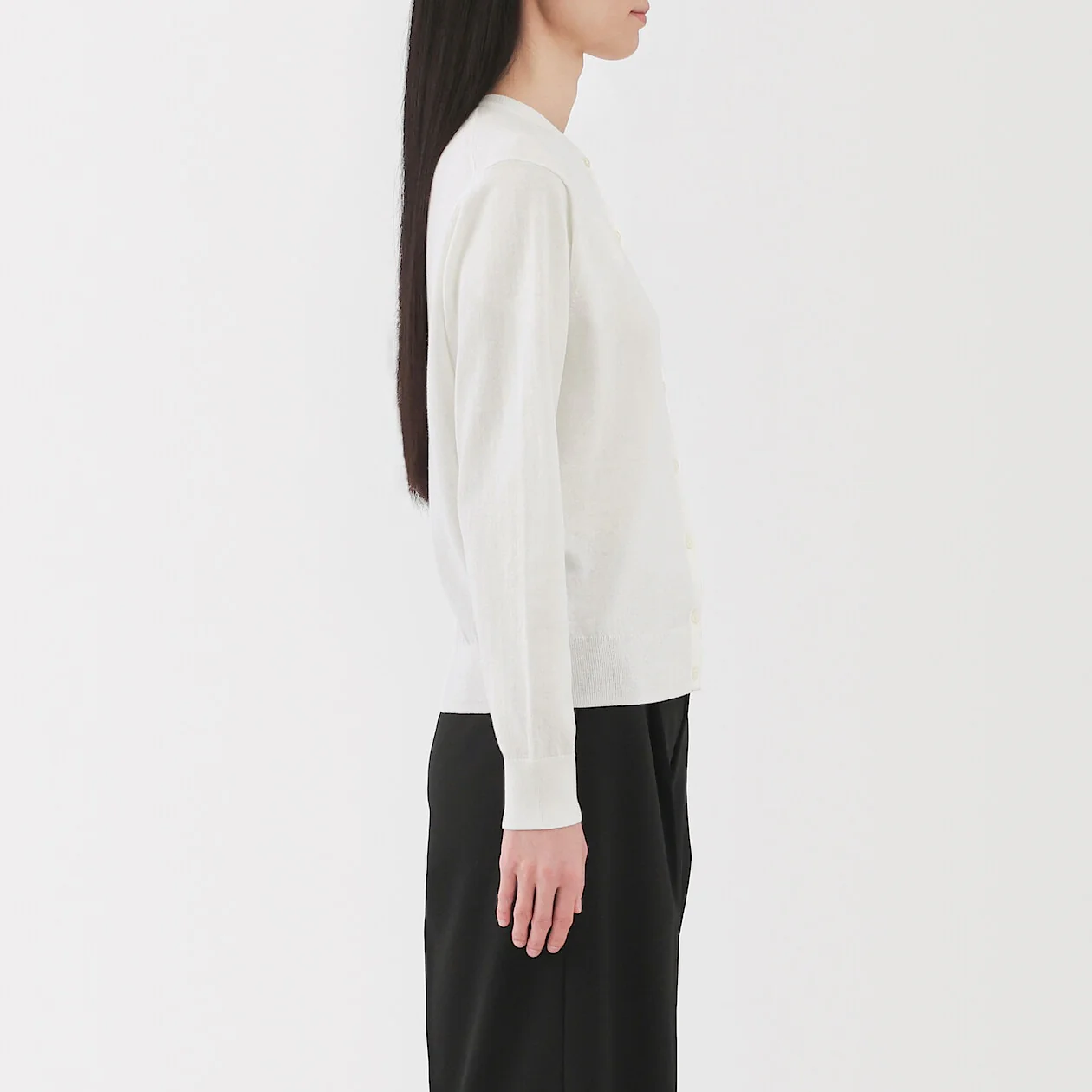 Lightweight Cotton Knit Crewneck Cardigan - Image 11