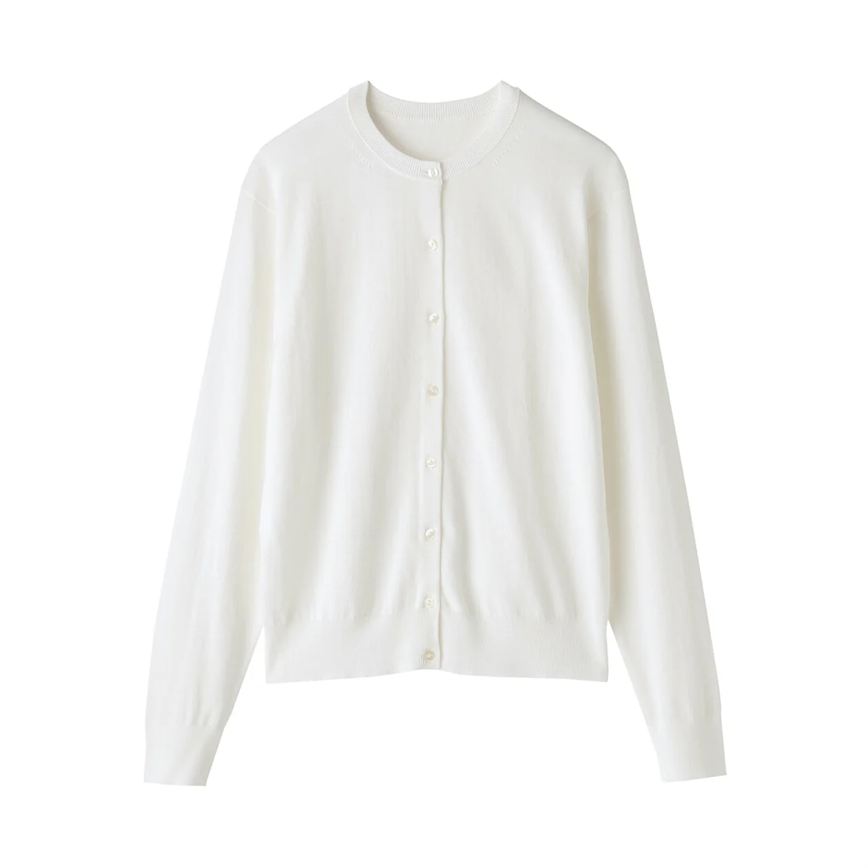 Lightweight Cotton Knit Crewneck Cardigan - Image 14